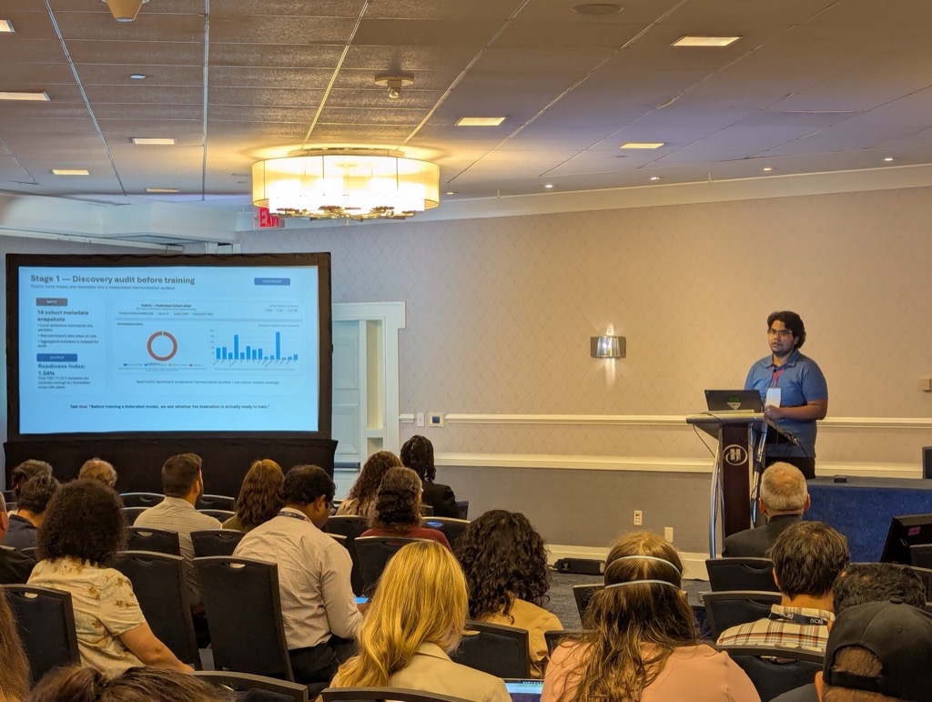 Aditya Karna presenting FedViz at BOSC ISMB 2026